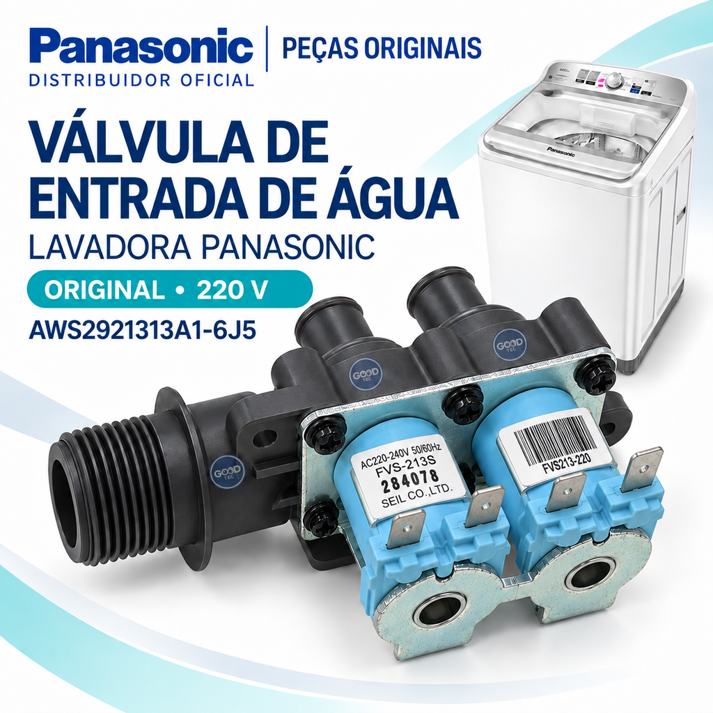 Válvula Dupla Entrada Água Lavadora Panasonic 220V