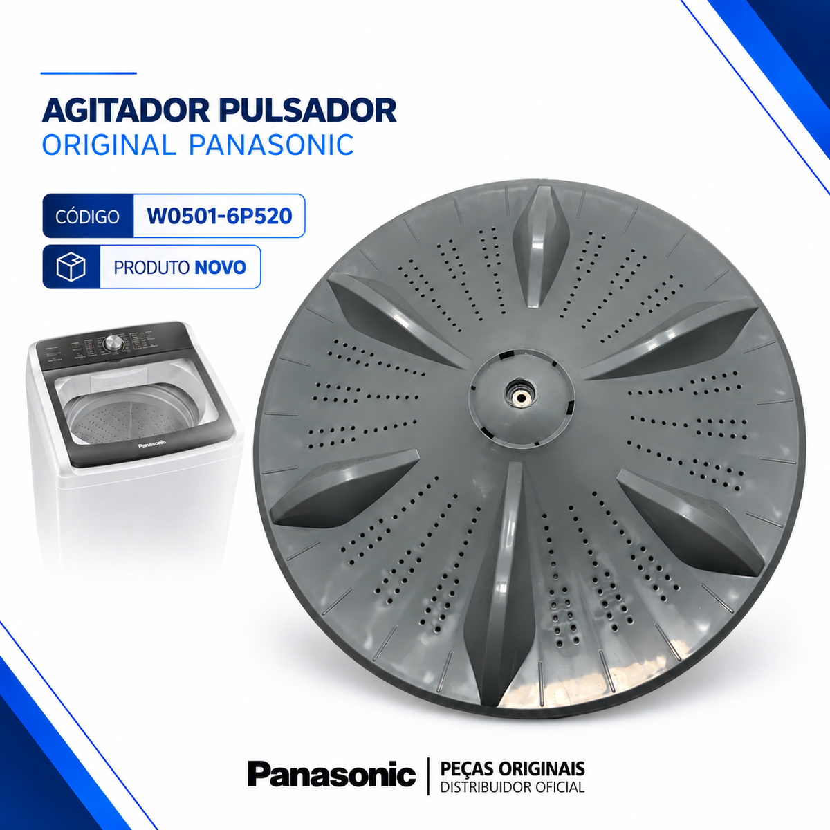 Agitador Pulsador Lavadora Panasonic Original Para os Modelos NA-F120B5 NA-F140B5 NA-F140B6 NA-F160B5 NA-F160B6 NA-F160P5 NA-F170P6 NA-F170B7