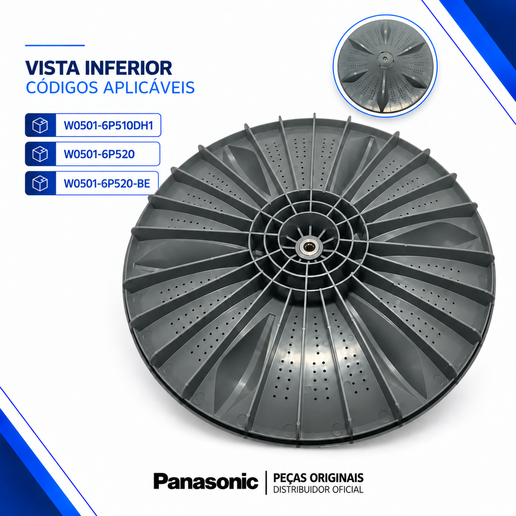 Agitador Pulsador Lavadora Panasonic Original Para os Modelos NA-F120B5 NA-F140B5 NA-F140B6 NA-F160B5 NA-F160B6 NA-F160P5 NA-F170P6 NA-F170B7