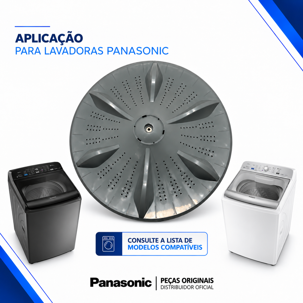 Agitador Pulsador Lavadora Panasonic Original Para os Modelos NA-F120B5 NA-F140B5 NA-F140B6 NA-F160B5 NA-F160B6 NA-F160P5 NA-F170P6 NA-F170B7
