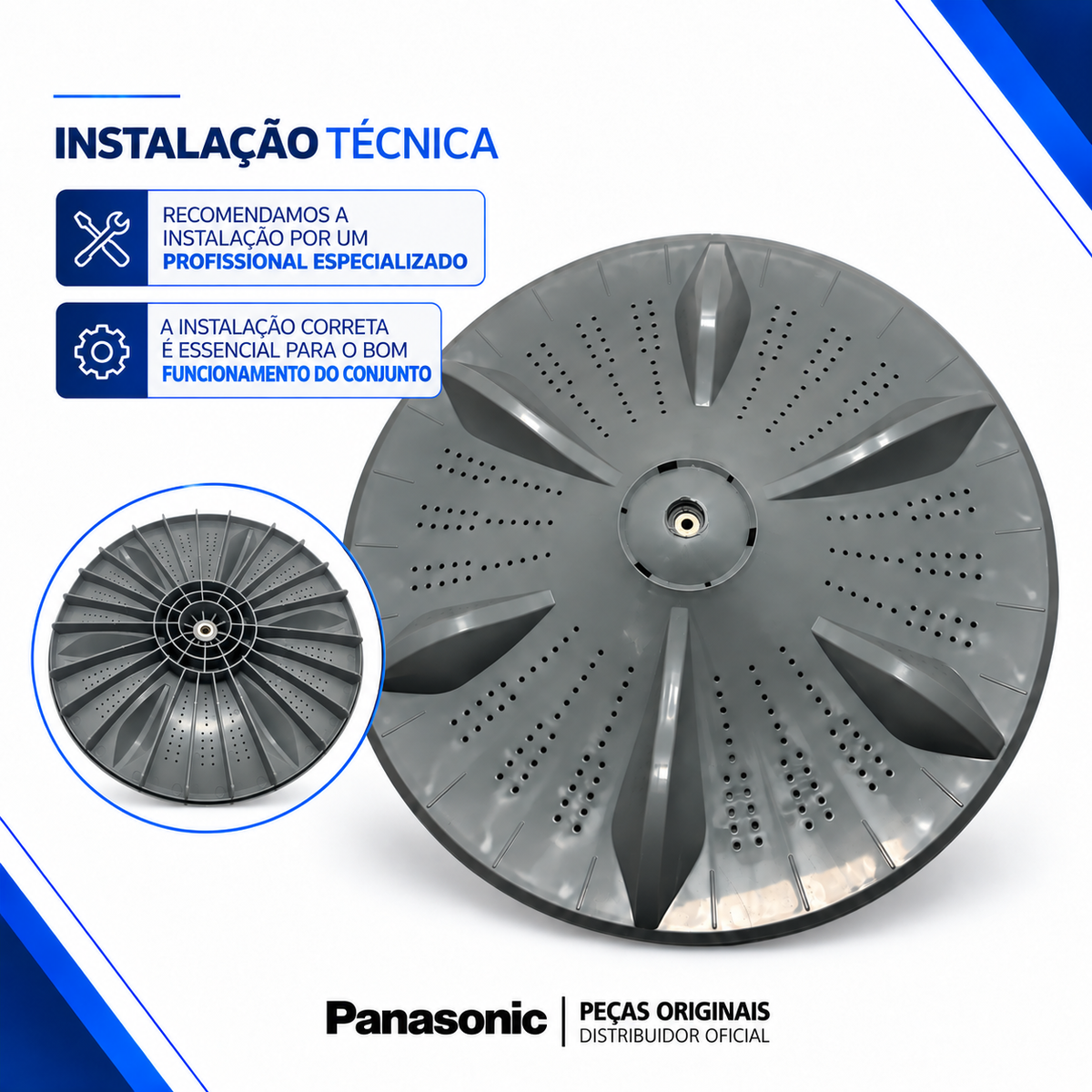 Agitador Pulsador Lavadora Panasonic Original Para os Modelos NA-F120B5 NA-F140B5 NA-F140B6 NA-F160B5 NA-F160B6 NA-F160P5 NA-F170P6 NA-F170B7