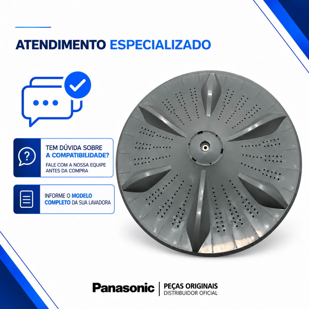 Agitador Pulsador Lavadora Panasonic Original Para os Modelos NA-F120B5 NA-F140B5 NA-F140B6 NA-F160B5 NA-F160B6 NA-F160P5 NA-F170P6 NA-F170B7