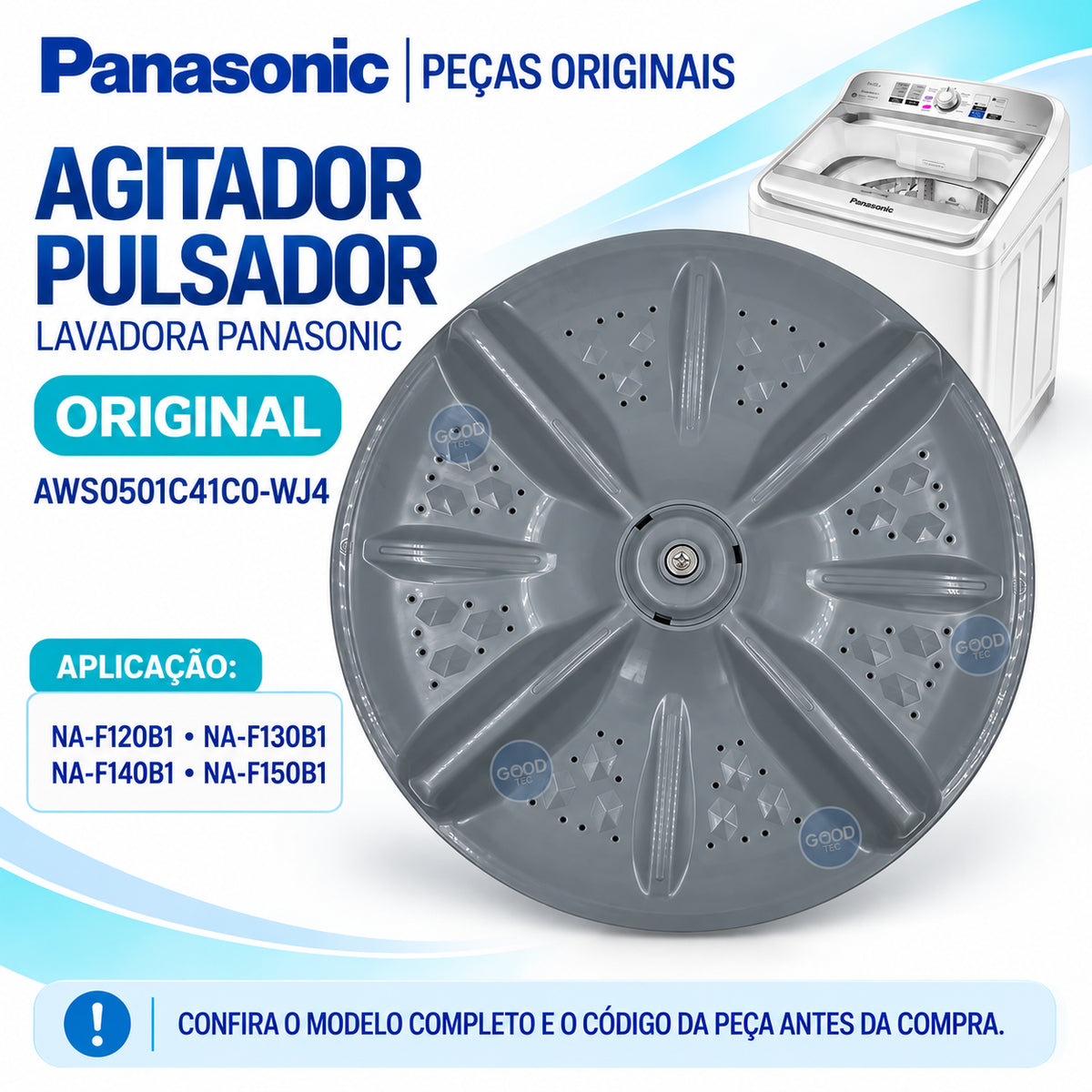 Agitador Pulsador Para Lavadora Panasonic Original Para os Modelos NA-F120B1 NA-F130B1 NA-F140B1 NA-F150B1