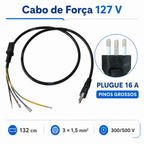 Cabo de Força 127V Original Panasonic 16A Pino Grosso para Micro-ondas 17470000A01205