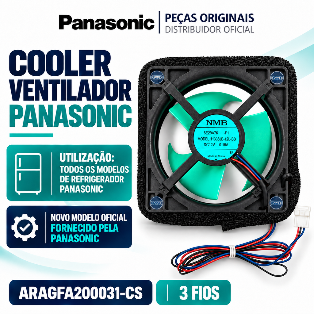 Cooler Ventilador Interno Geladeira Panasonic Original ARAGFA200031-CS | Nova Versão Do Fabricante