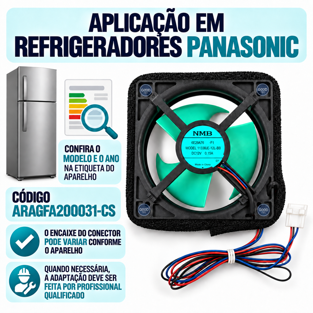 Cooler Ventilador Interno Geladeira Panasonic Original ARAGFA200031-CS | Nova Versão Do Fabricante