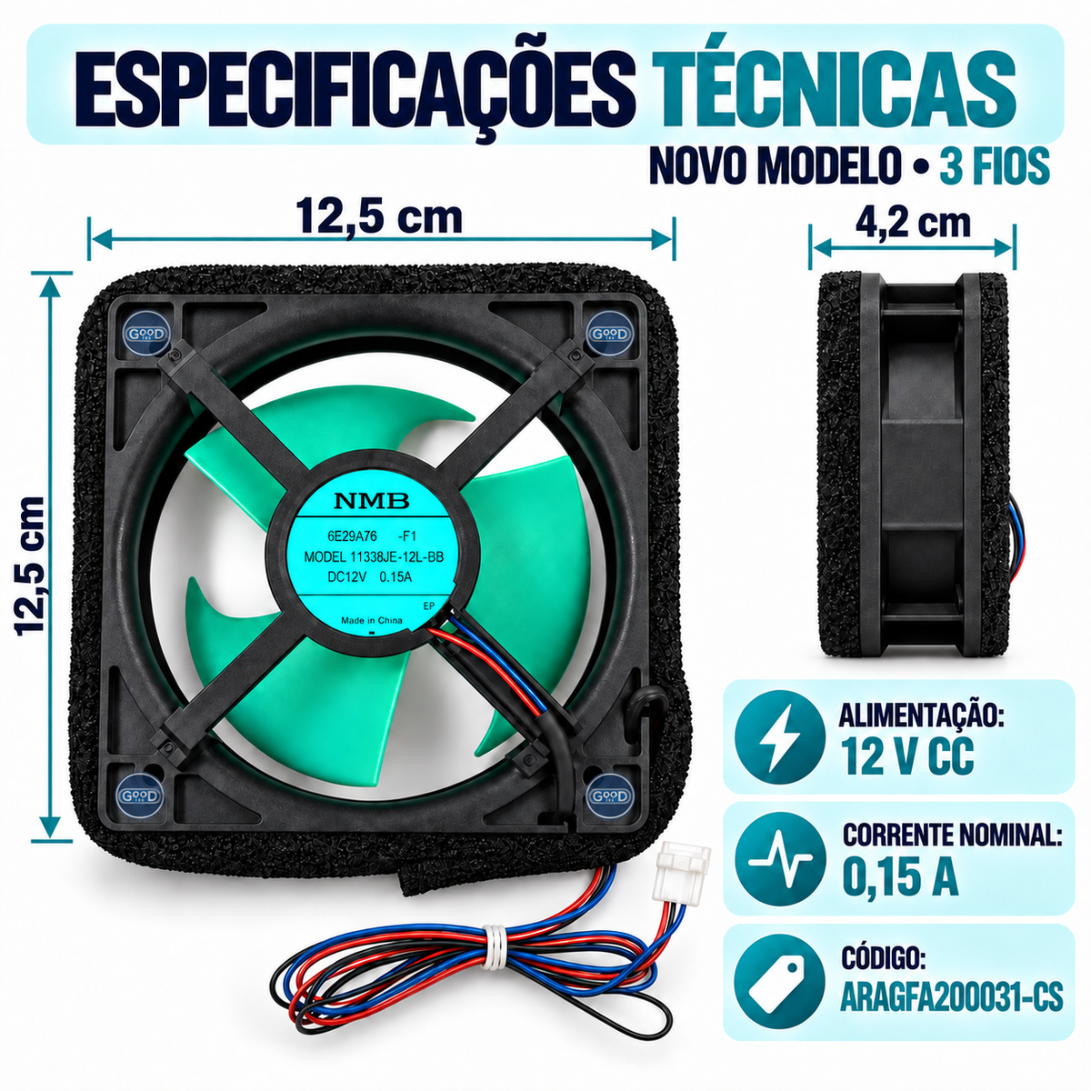 Cooler Ventilador Interno Geladeira Panasonic Original ARAGFA200031-CS | Nova Versão Do Fabricante