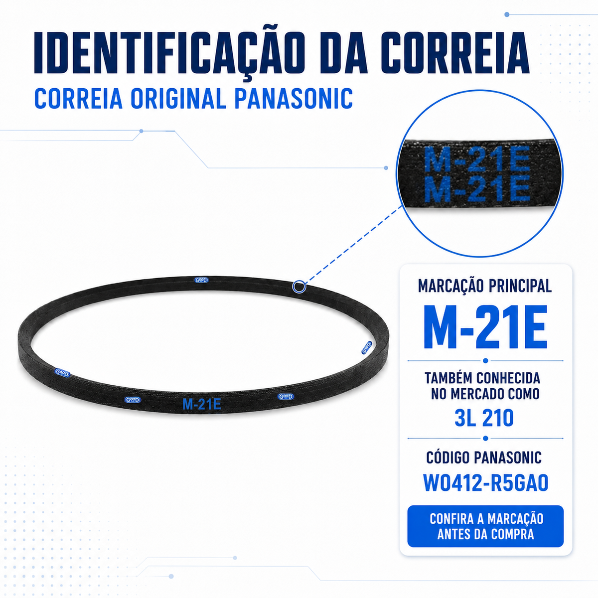 Correia Para Lavadora Panasonic Original M-21E / 3L 210