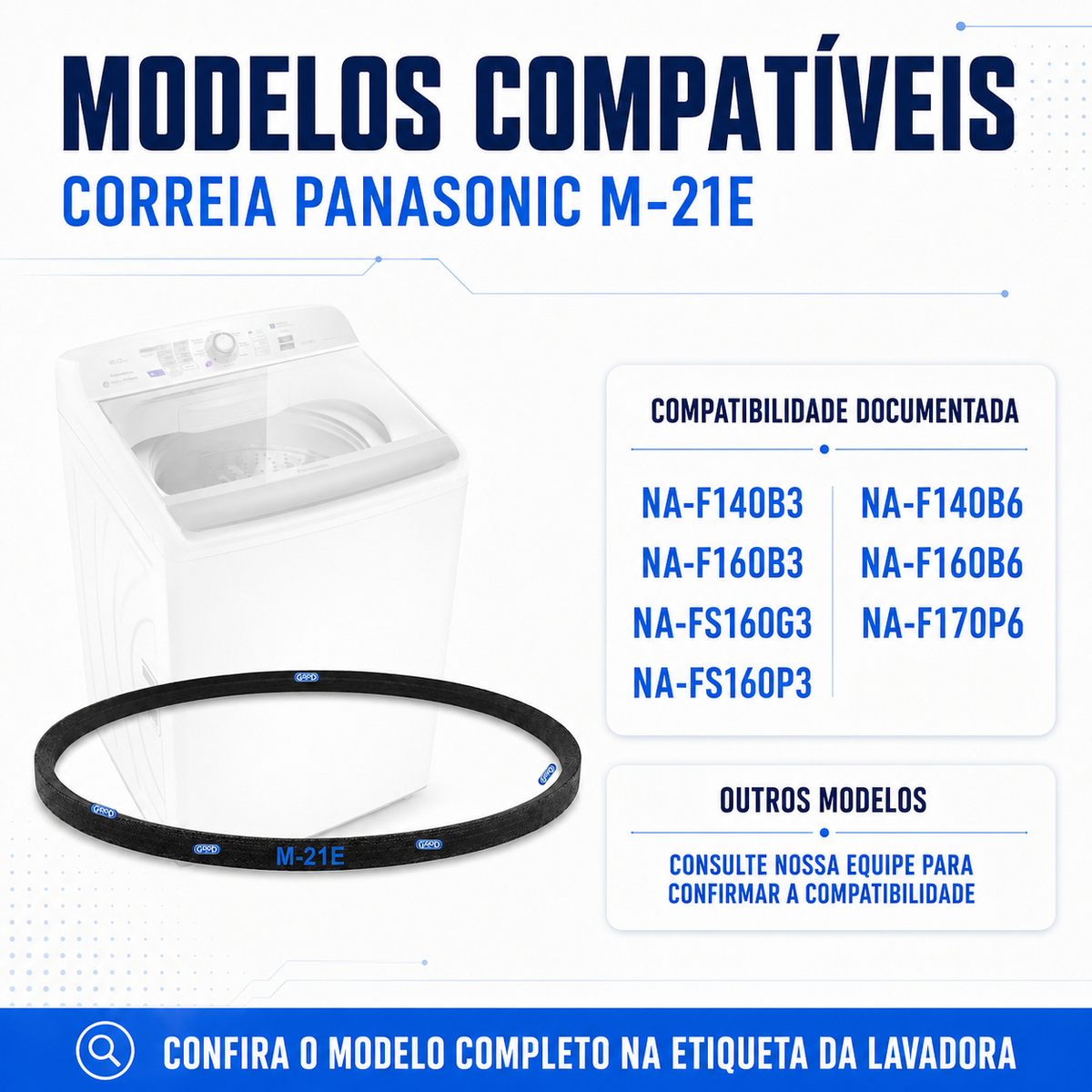 Correia Para Lavadora Panasonic Original M-21E / 3L 210