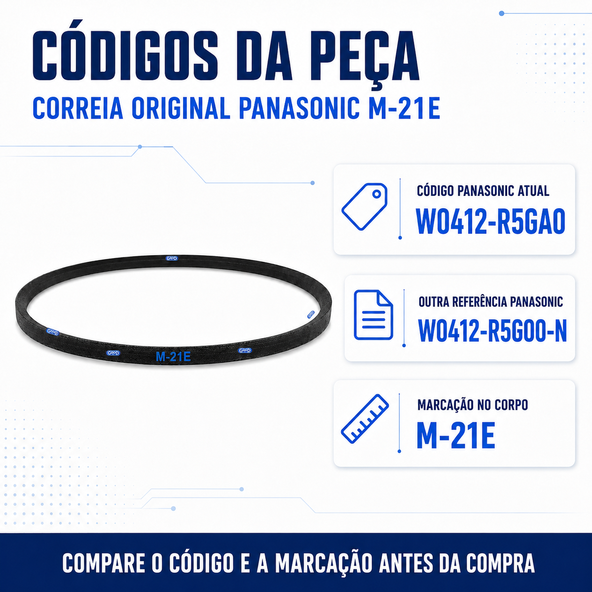 Correia Para Lavadora Panasonic Original M-21E / 3L 210
