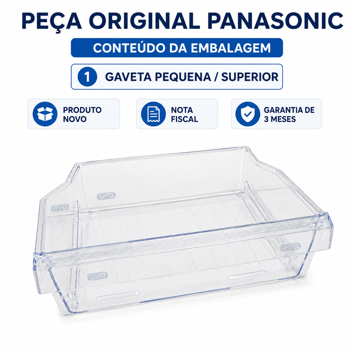 Gaveta superior do compartimento do freezer do refrigerador Panasonic original para os modelos NR-BB51, BB52, BB53, BB64, BB65 e BB71 ARAHCJ800021
