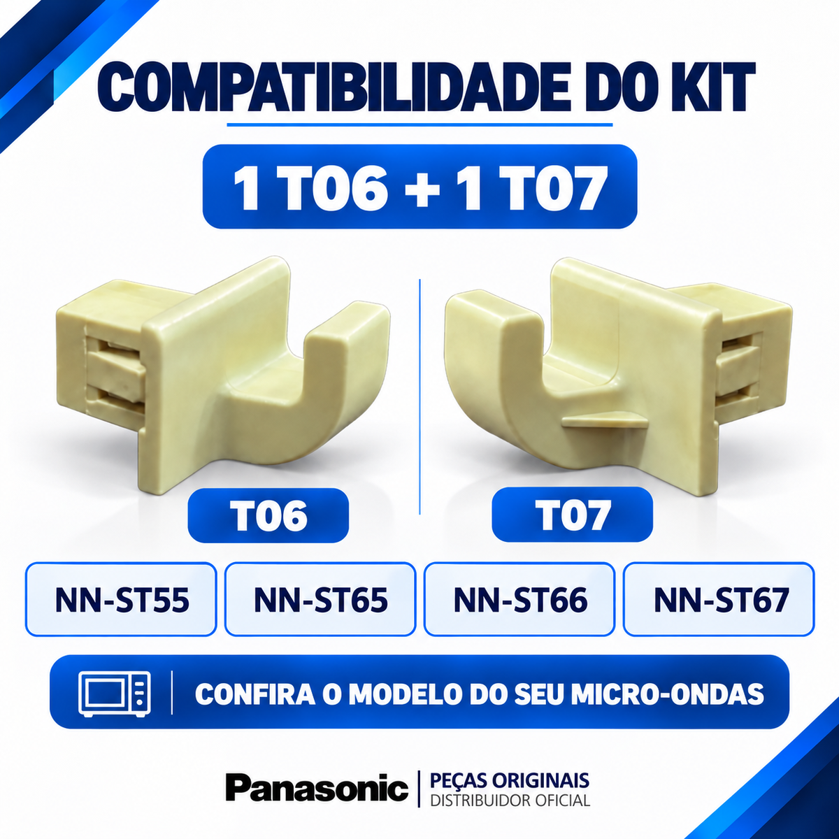 Kit 2 Suportes da Grelha para Micro-ondas Panasonic Para os modelos NN-ST55, NN-ST65, NN-ST66 e NN-ST67 - Posições T06 e T07