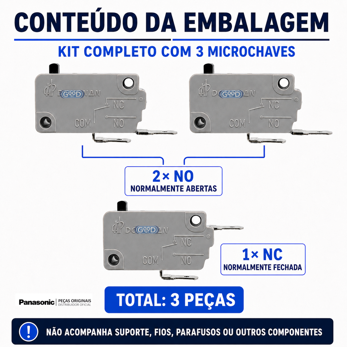 Kit 3 Microchaves Microondas Panasonic 2 NO + 1 NC
