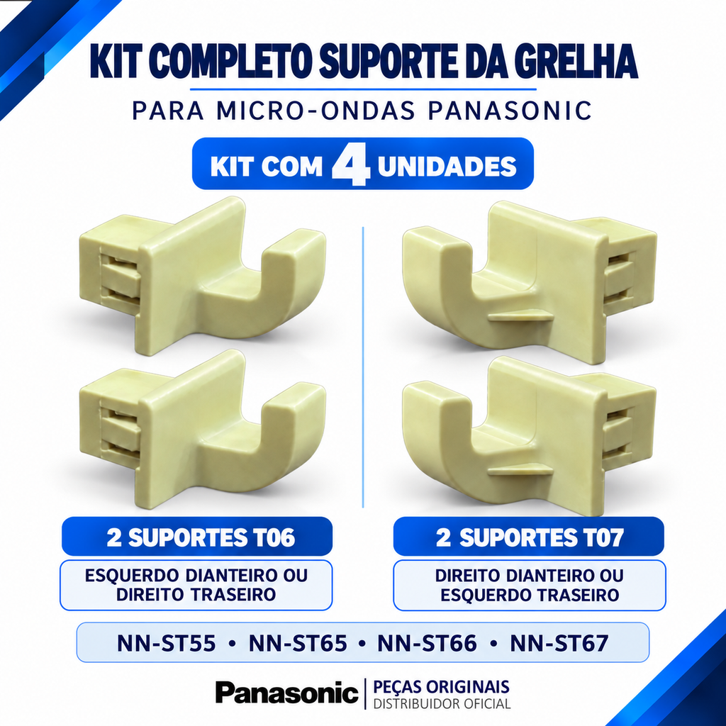 Kit Completo de Suportes da Grelha para Micro-ondas Panasonic Para os modelos NN-ST55, NN-ST65, NN-ST66 e NN-ST67