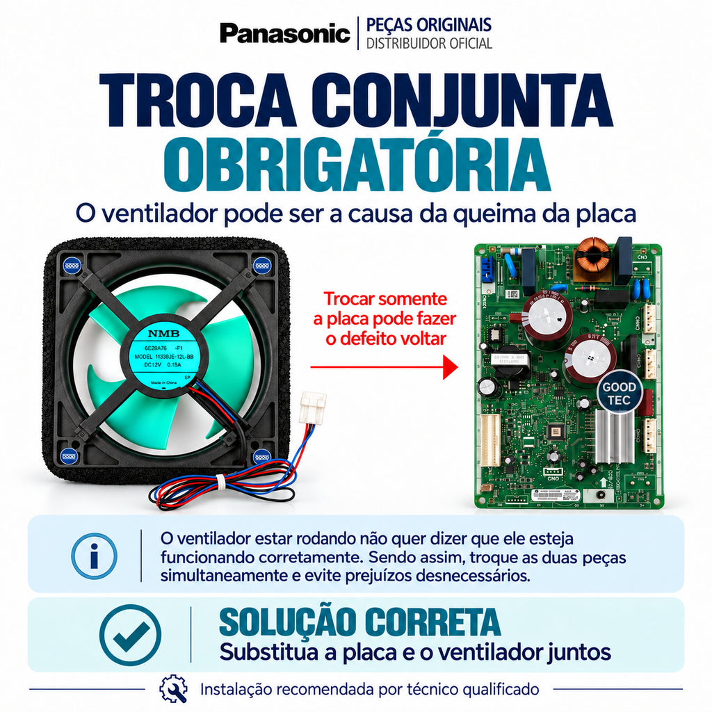 Kit Placa + Ventilador Panasonic NR-BB71 Compressor GMCC - Código ARBPC1A10751 Voltagem 110v/127v