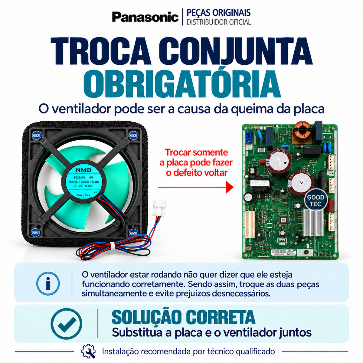 Kit Placa + Ventilador Panasonic NR-BB71 Compressor GMCC - Código ARBPC1A10751 Voltagem 110v/127v