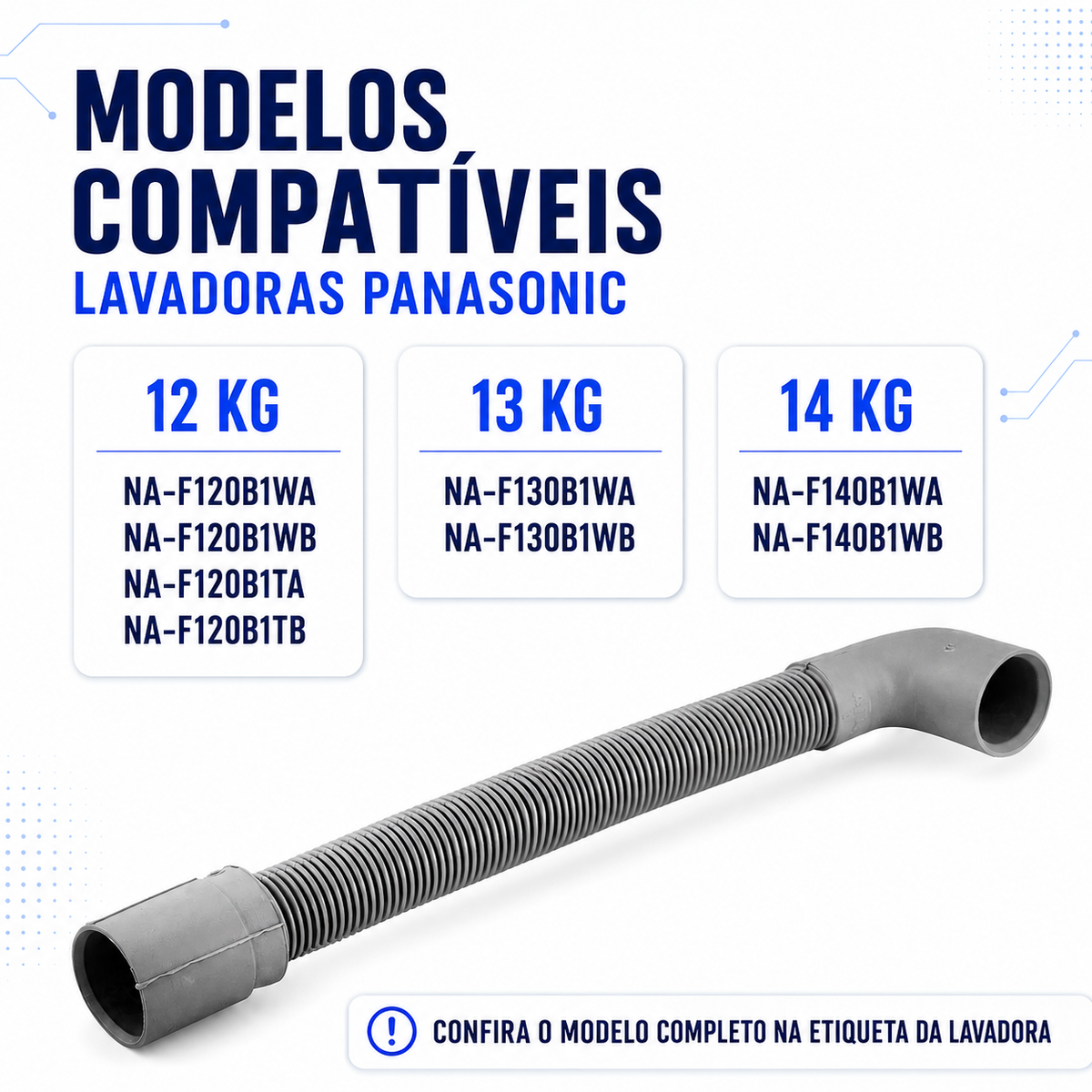 Mangueira Saída Bomba Drenagem Lavadora Panasonic 12kg 13kg 14kg