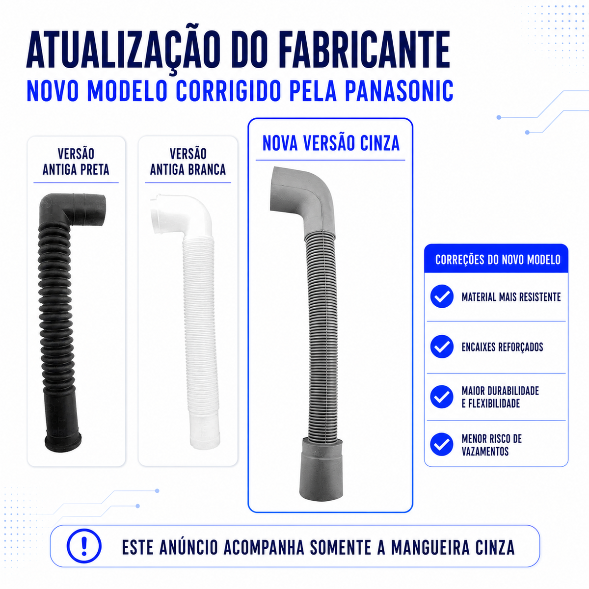 Mangueira Saída Bomba Drenagem Lavadora Panasonic 12kg 13kg 14kg