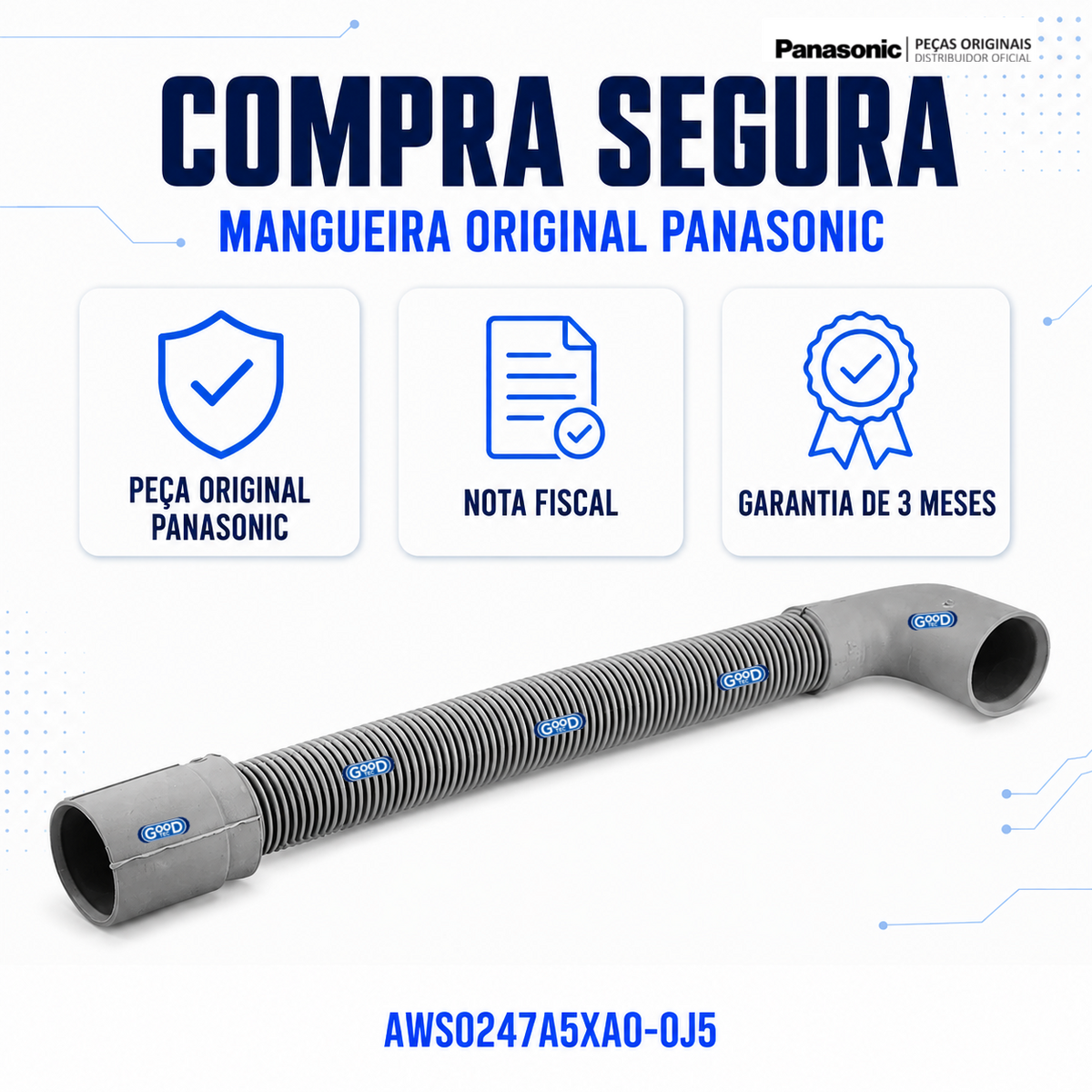 Mangueira Saída Bomba Drenagem Lavadora Panasonic 12kg 13kg 14kg