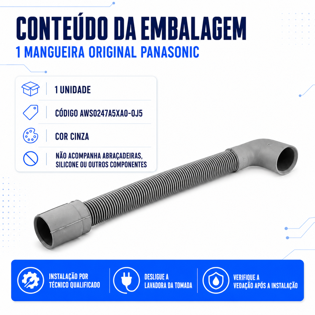 Mangueira Saída Bomba Drenagem Lavadora Panasonic 12kg 13kg 14kg