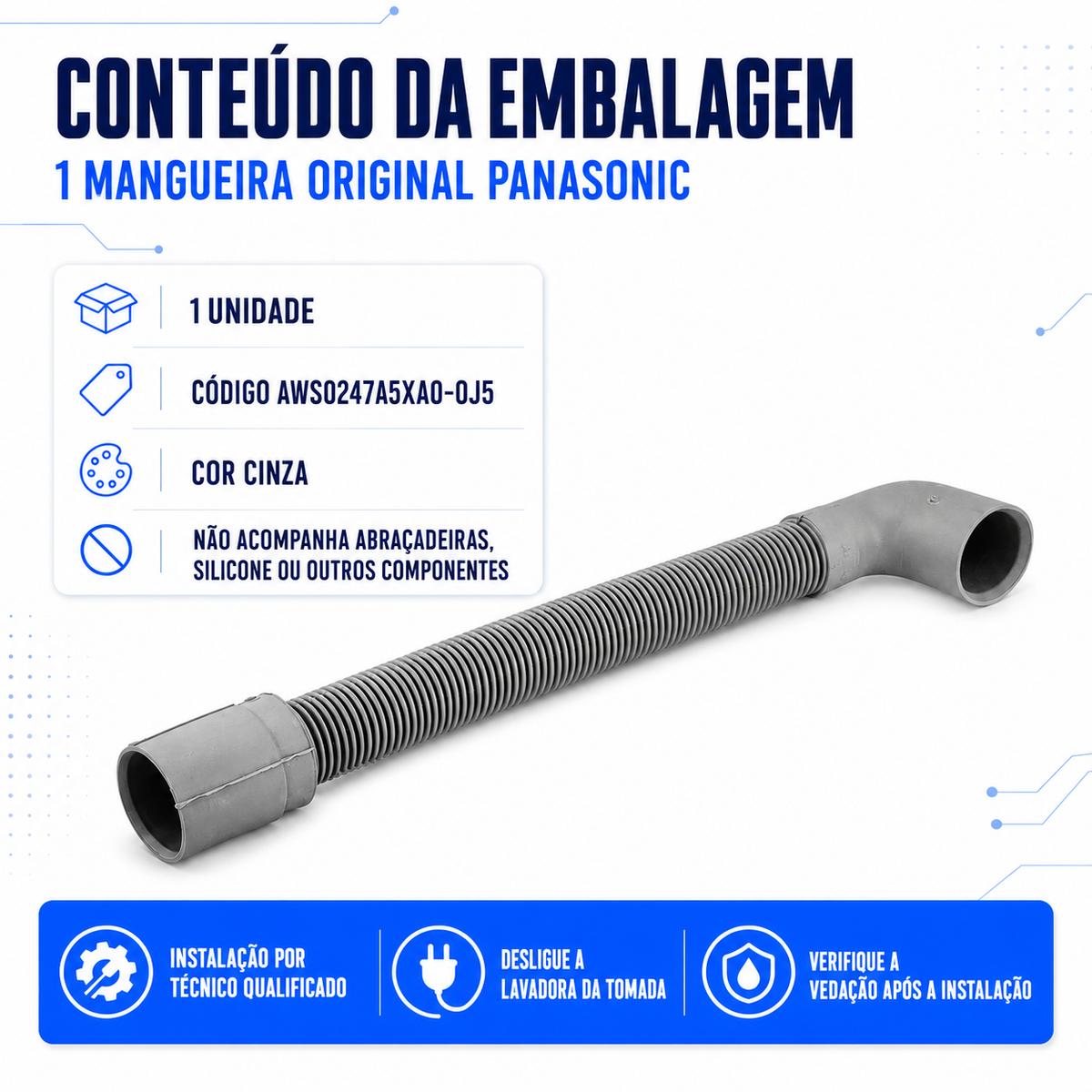 Mangueira Saída Bomba Drenagem Lavadora Panasonic 12kg 13kg 14kg