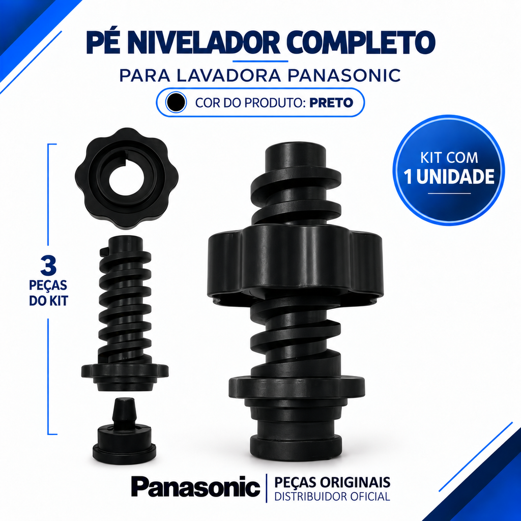 Pé Nivelador para Máquina de Lavar Panasonic Para os Modelos NA-F140B3 NA-F140B5 NA-F140B6 NA-F160B3 NA-F160B5 NA-F160B6 NA-F160P5 NA-F170P6 NA-F170B7