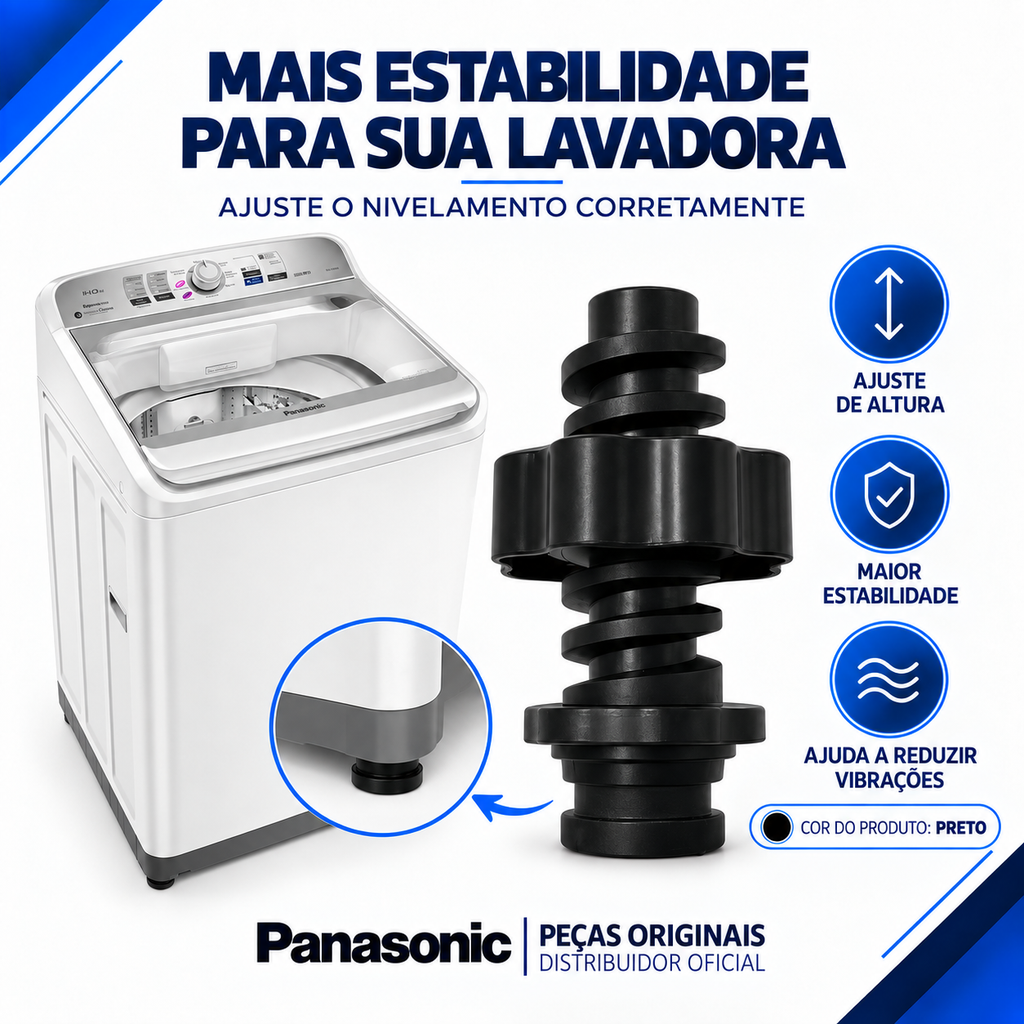 Pé Nivelador para Máquina de Lavar Panasonic Para os Modelos NA-F140B3 NA-F140B5 NA-F140B6 NA-F160B3 NA-F160B5 NA-F160B6 NA-F160P5 NA-F170P6 NA-F170B7