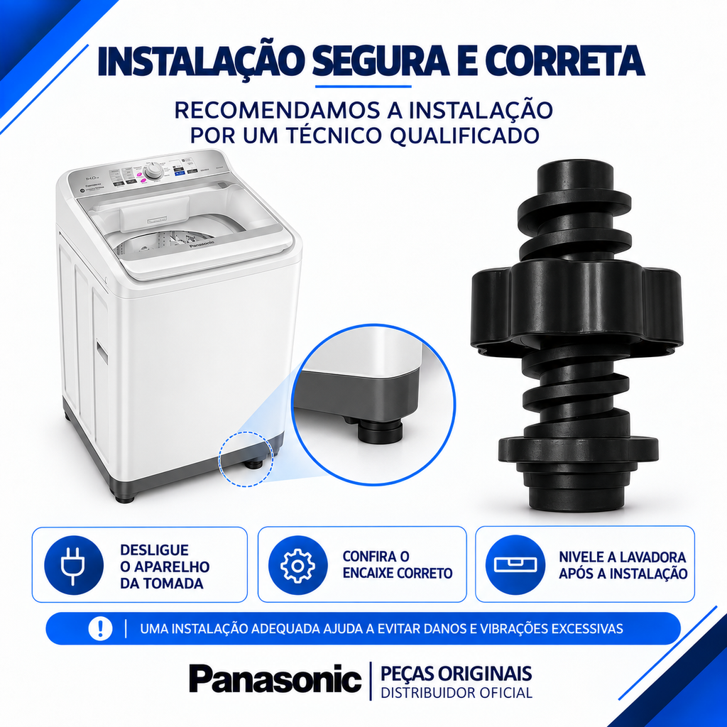 Pé Nivelador para Máquina de Lavar Panasonic Para os Modelos NA-F140B3 NA-F140B5 NA-F140B6 NA-F160B3 NA-F160B5 NA-F160B6 NA-F160P5 NA-F170P6 NA-F170B7