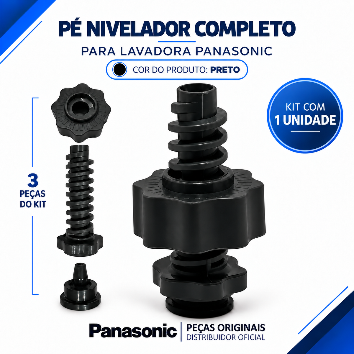 Pé Nivelador Para Máquina de Lavar Panasonic Para os Modelos NA-F120B1 NA-F130B1 NA-F140B1 NA-F150B1 NA-F180D1 NA-F190D1 NA-F180G1 NA-F190G1