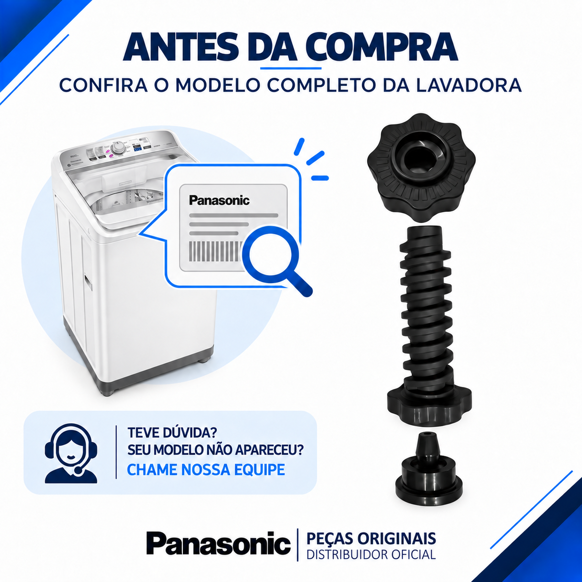 Pé Nivelador Para Máquina de Lavar Panasonic Para os Modelos NA-F120B1 NA-F130B1 NA-F140B1 NA-F150B1 NA-F180D1 NA-F190D1 NA-F180G1 NA-F190G1