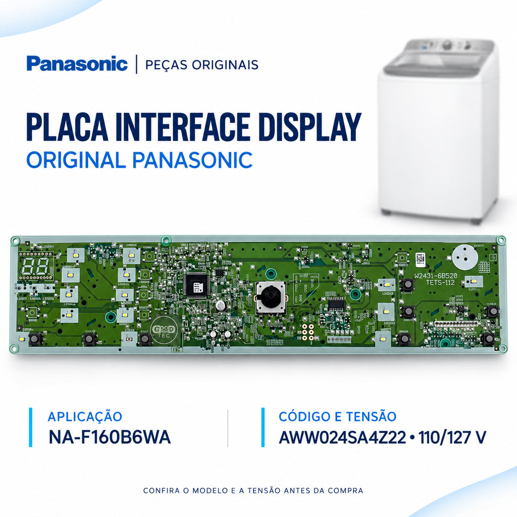 Placa Interface Lavadora Panasonic NA-F160B6WA 127V Original