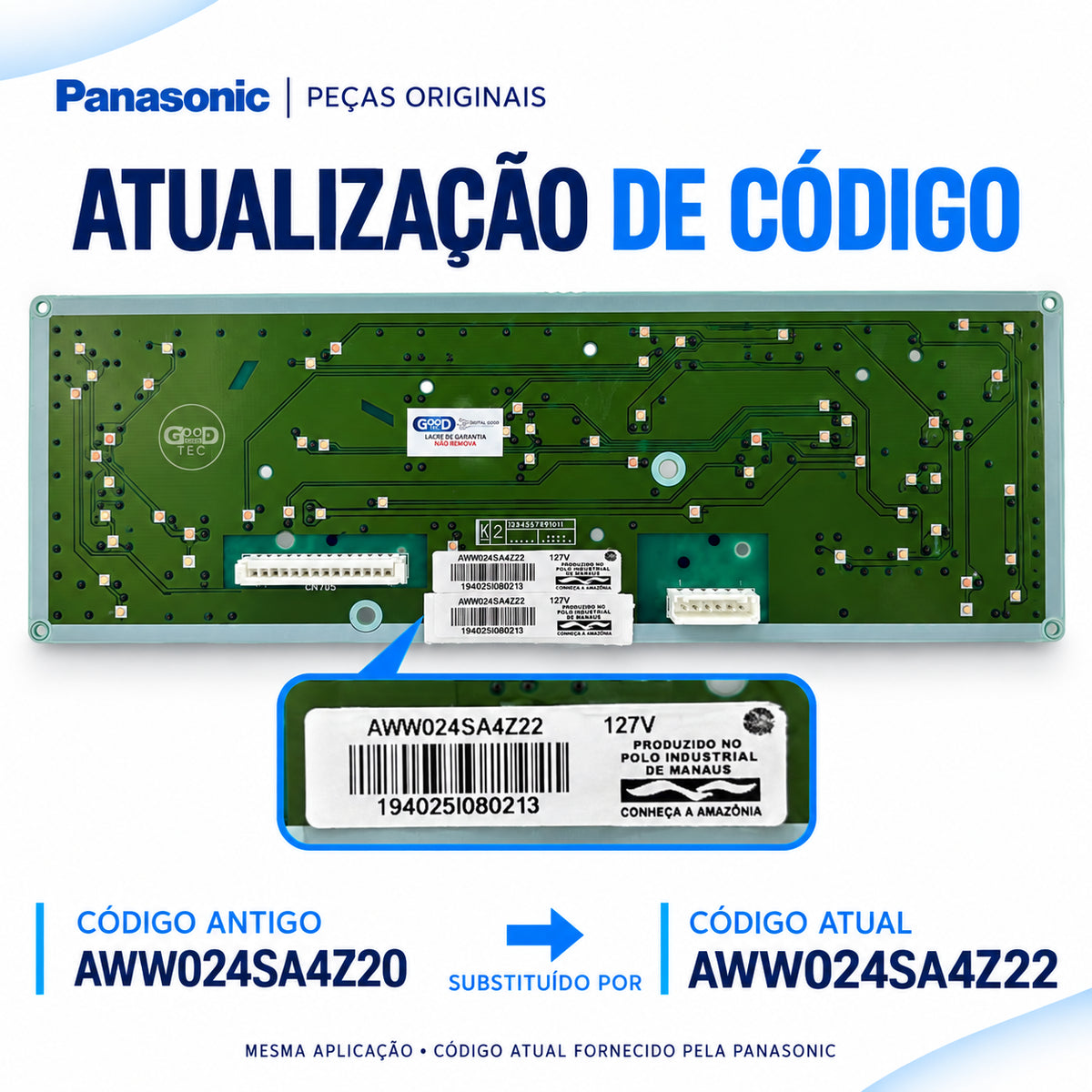 Placa Interface Lavadora Panasonic NA-F160B6WA 127V Original