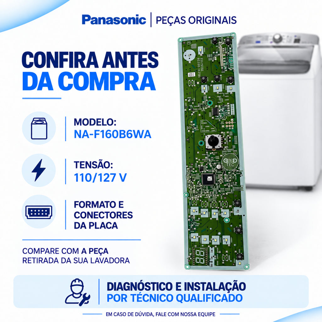 Placa Interface Lavadora Panasonic NA-F160B6WA 127V Original