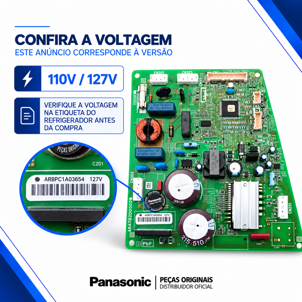 Placa Principal Para Geladeira / Refrigerador Panasonic BB51 BB52 BB53 110V 127V Original - Compatível Com Compressor Panasonic